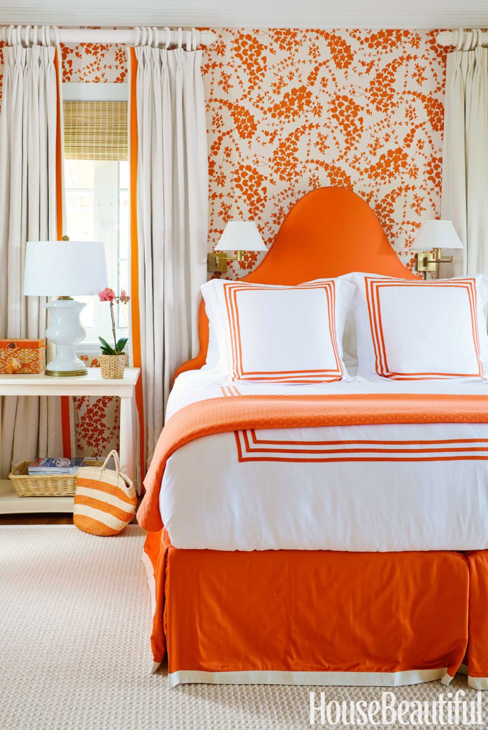 Orange Color Bed Room Designs - HD Wallpaper 
