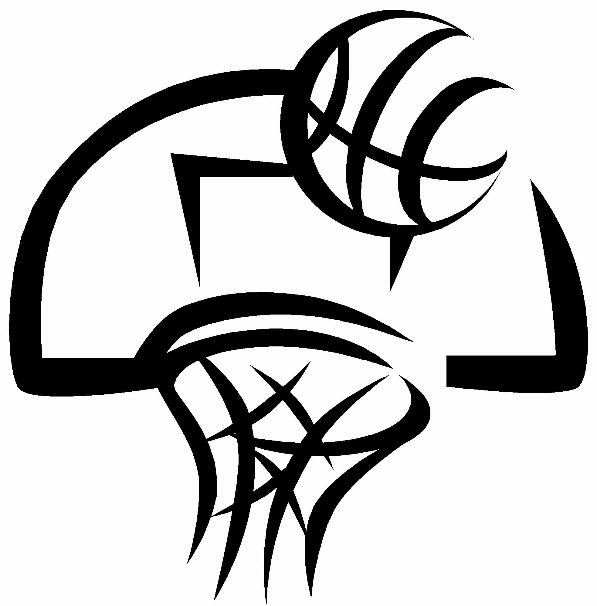 Basketball Images Clip Art Black White Wallpapers Hd - Basketball Court Clipart Black And White - HD Wallpaper 