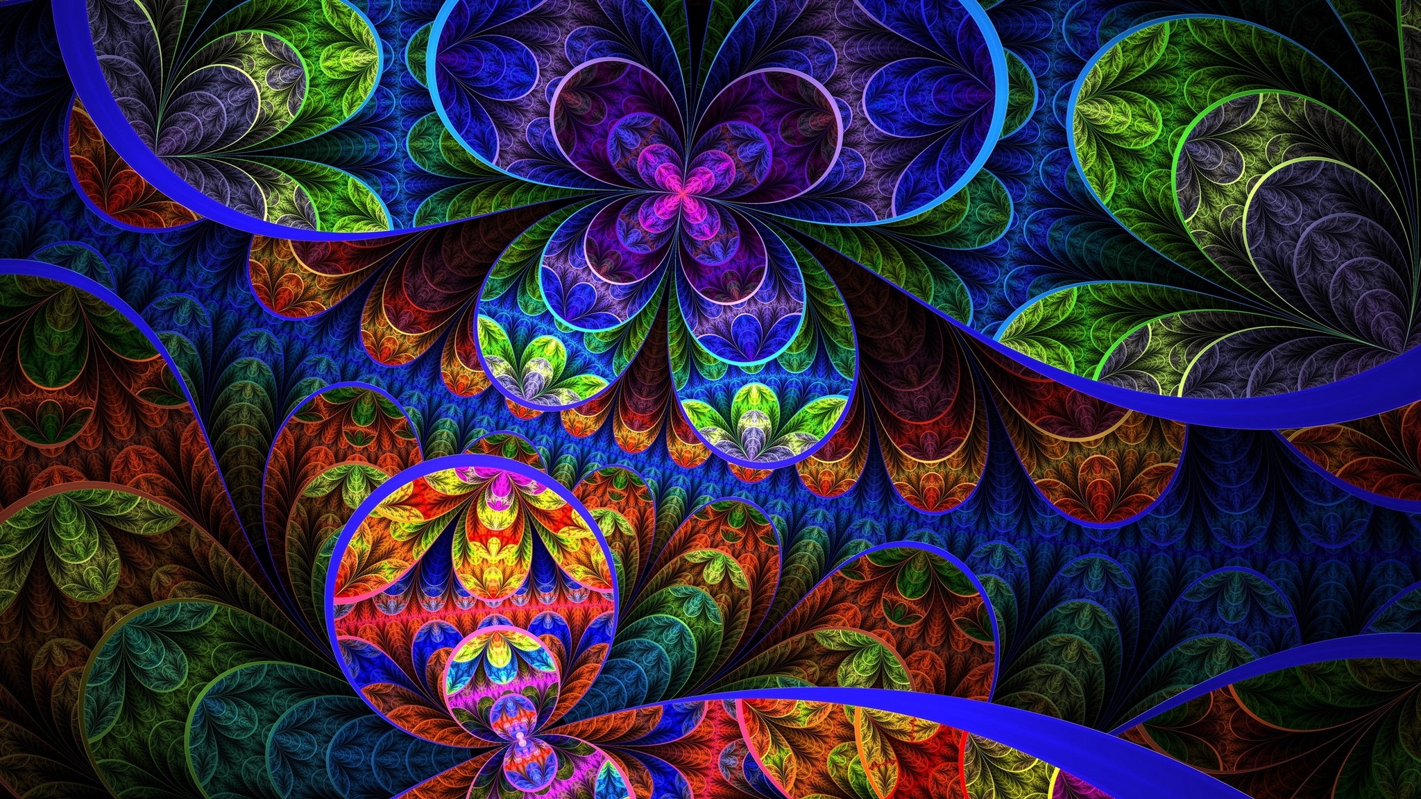 Wallpaper Color, Background, Colorful, Patterns - Fractal Psychedelic Art Wallpaper Hd - HD Wallpaper 