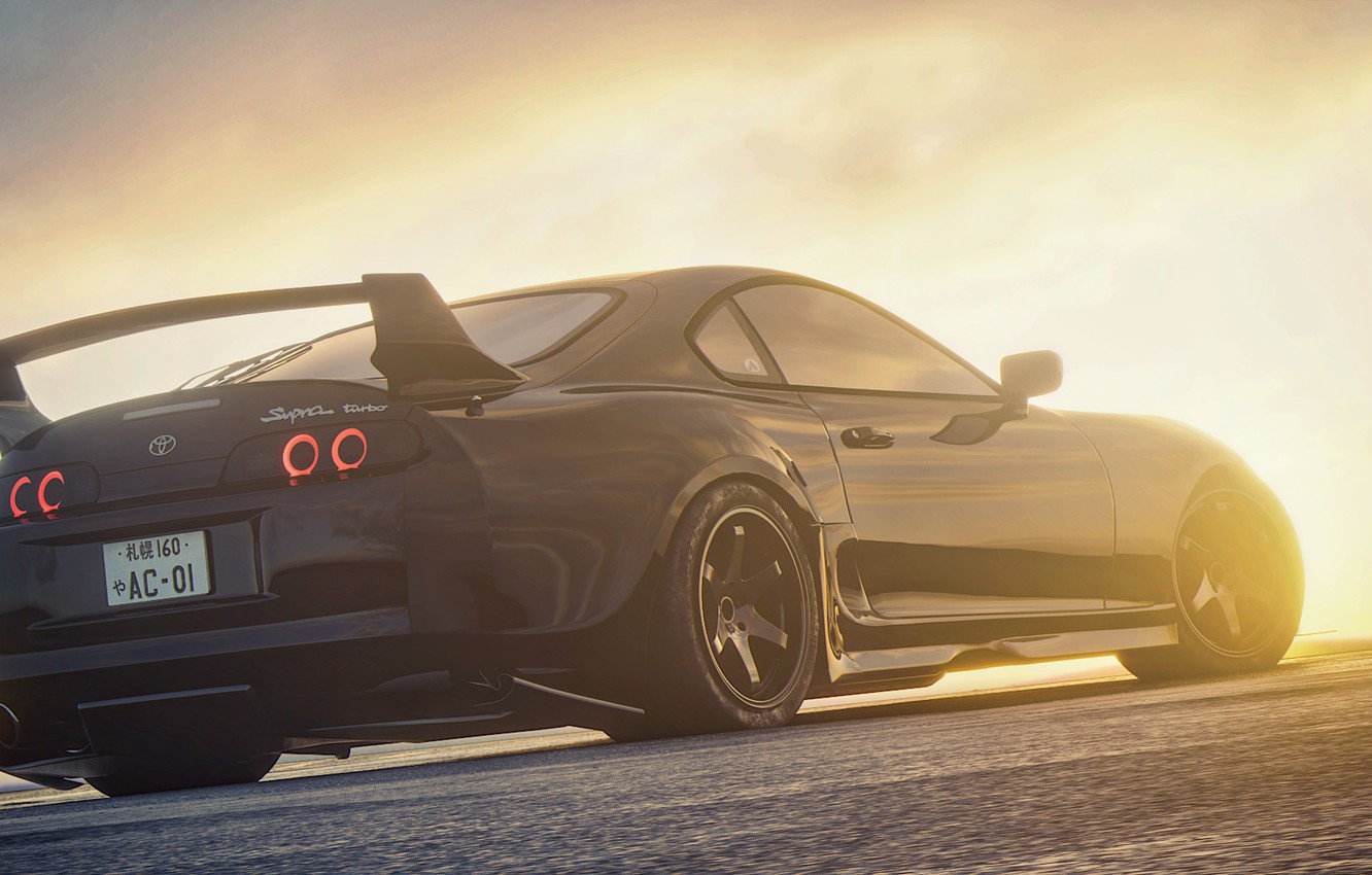 Photo Wallpaper Auto, Black, Machine, Toyota, Supra, - Nissan Gt-r - HD Wallpaper 