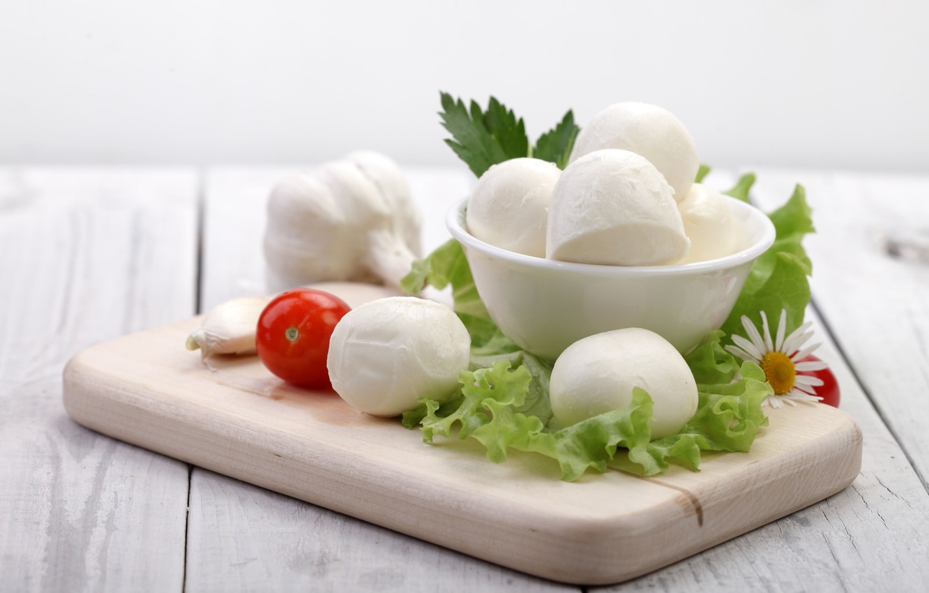 Photo Wallpaper Greens, Cheese, Tomato, Mozzarella - Food - HD Wallpaper 