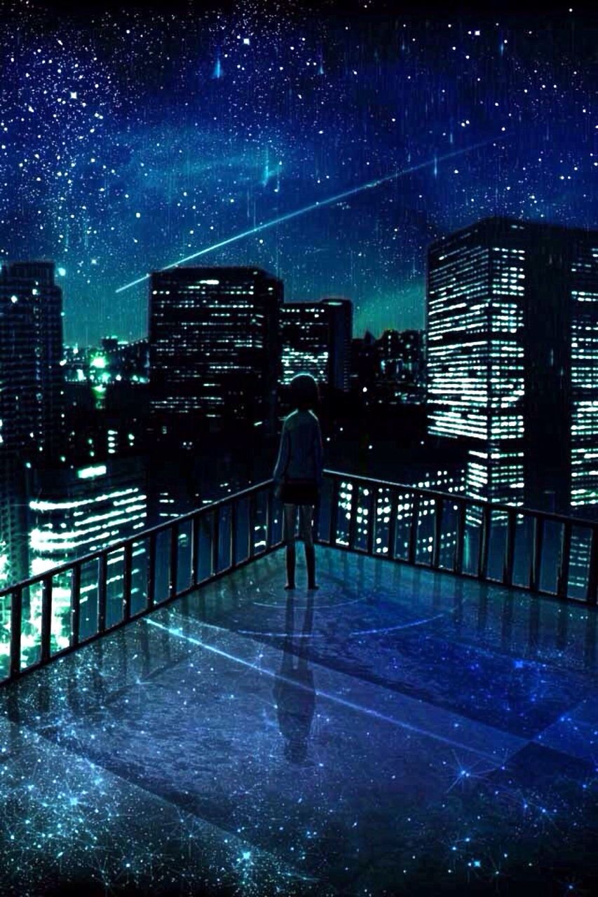 Night City View Drawing - HD Wallpaper 