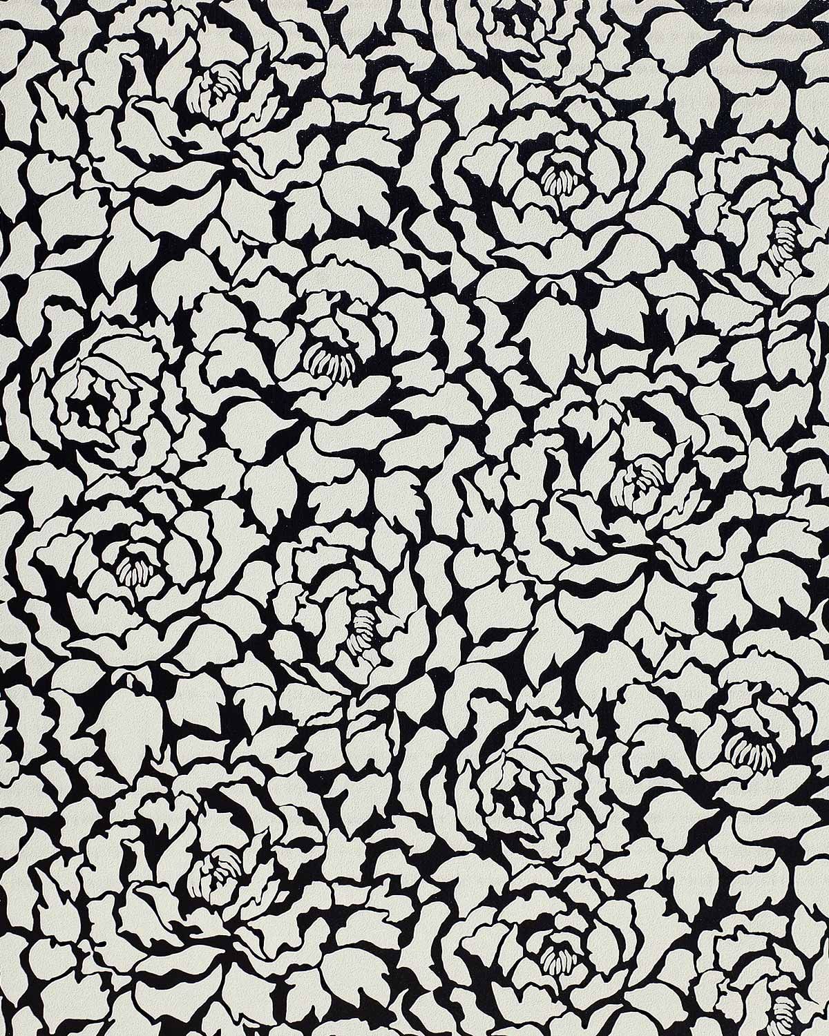 Deluxe Deep Embossed Luxury Wallpaper Peony Flowers - Black Floral Print Paper - HD Wallpaper 