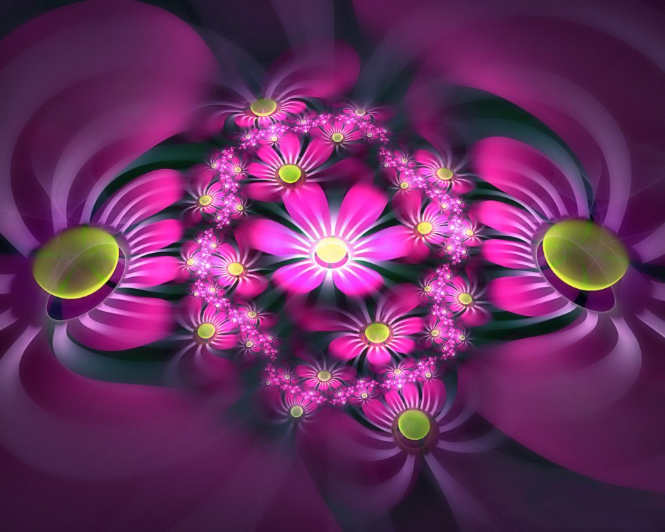 Bunga 3d Wallpaper - Abstract Flowers - HD Wallpaper 