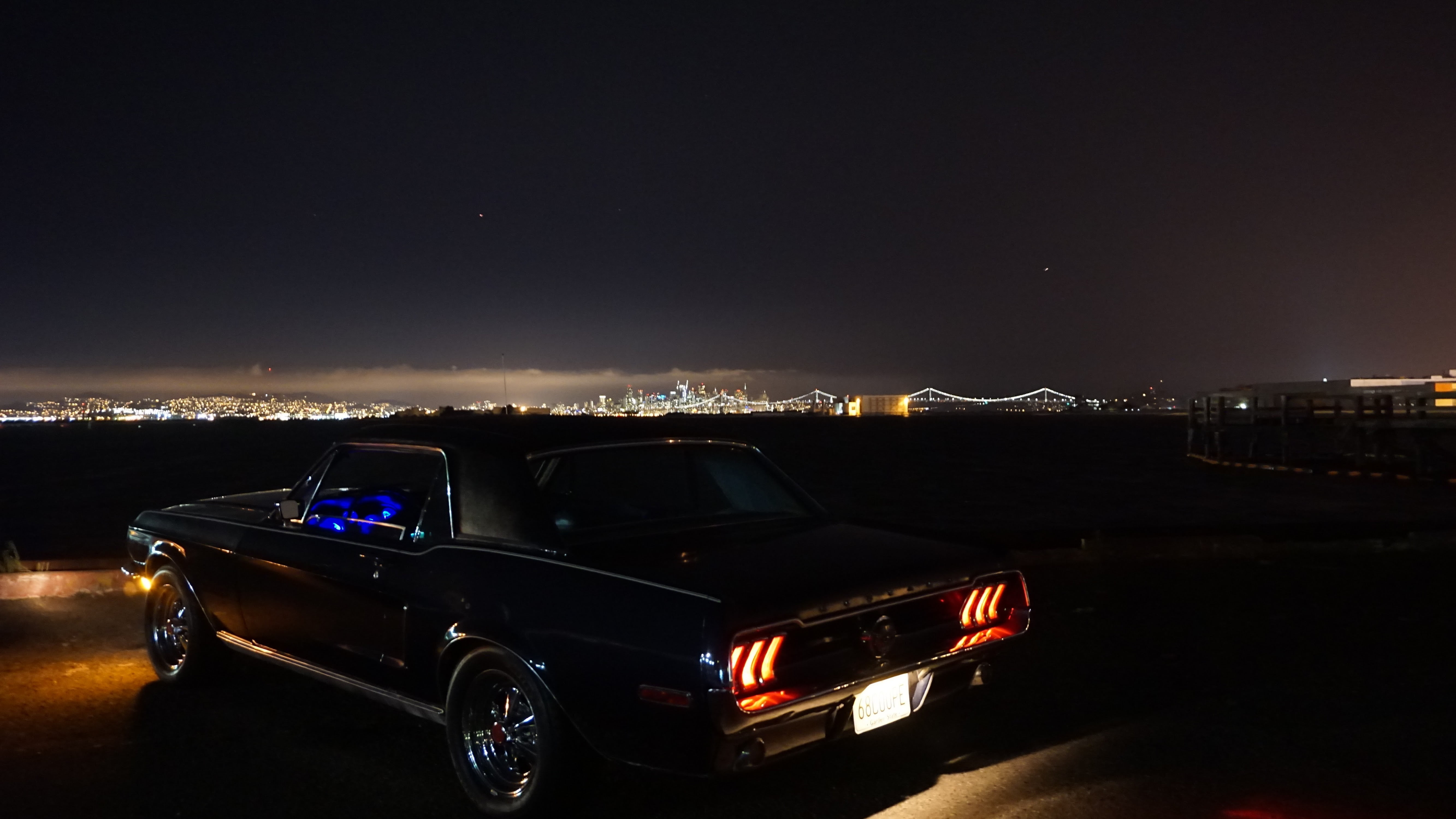 Classic Mustang At Night - HD Wallpaper 