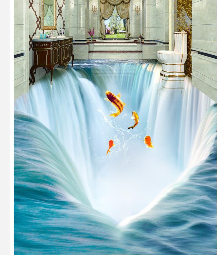 3d Floor Painting Wallpaper Great Falls Water 3d Floor - 3d Tiles Image With Price - HD Wallpaper 