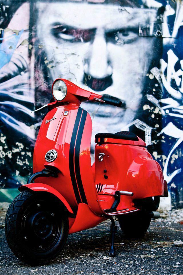 Primavera Vespa Red Black - HD Wallpaper 