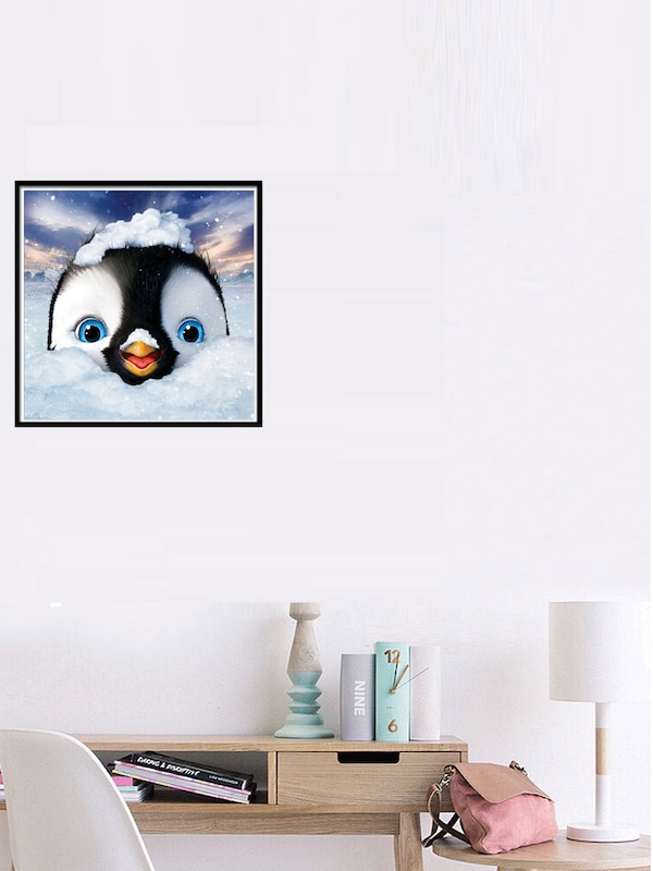 Diy 5d Diamond Wall Painting Cute Penguin Pattern Cross - Make Up Schilderijen - HD Wallpaper 