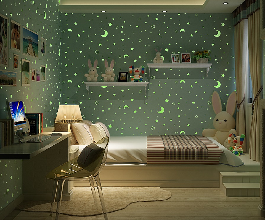 Stars Moon Boys Room - HD Wallpaper 
