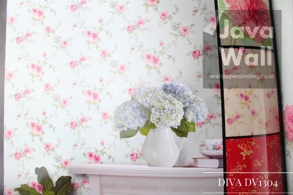 Wallpaper Dinding Motif Bunga Warna Pink Graph Pedia - Dinding Pink Putih Bunga - HD Wallpaper 