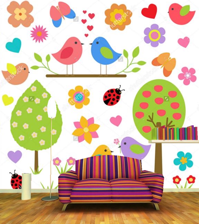 Mural De Primavera Pajaros - HD Wallpaper 