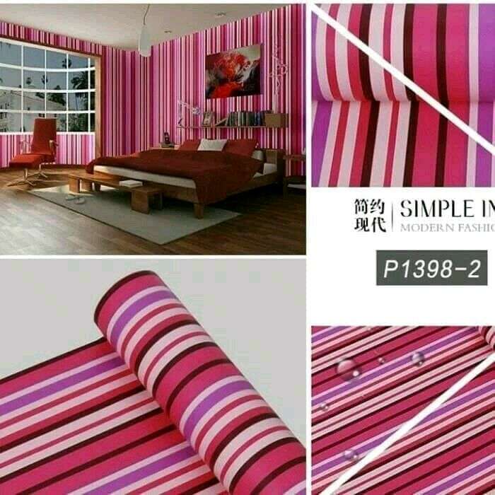 Wallpaper Dinding Motif Pink Pelangi - Kamar Tidur Warna Pink - HD Wallpaper 