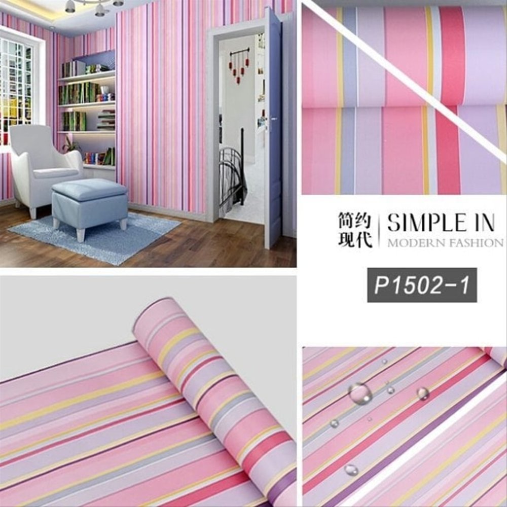 Wallpaper Dinding Garis Pink - Dinding Garis Garis - HD Wallpaper 
