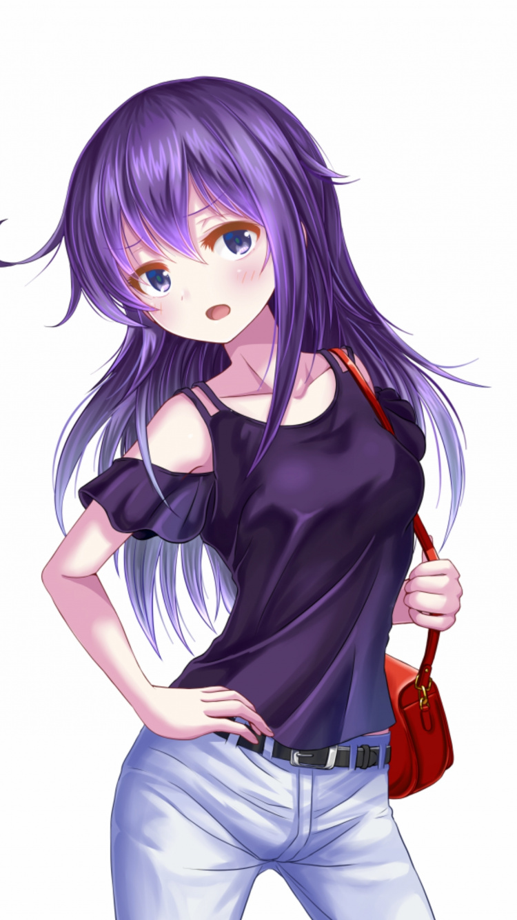 Animated Purple Hair Girl - HD Wallpaper 