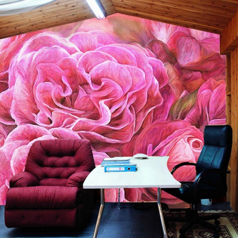 Wallpaper Dinding Cafe Flower American Hand Painted - Painting - HD Wallpaper 