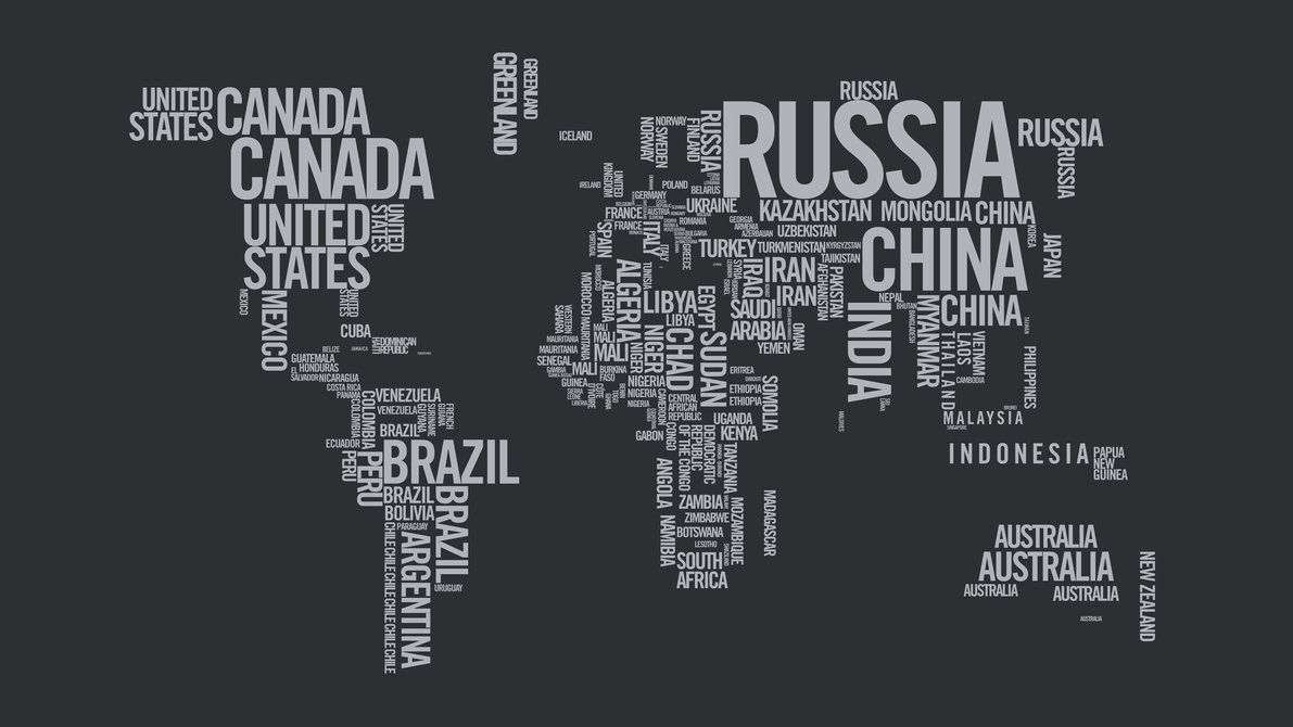 World Map Typography - HD Wallpaper 