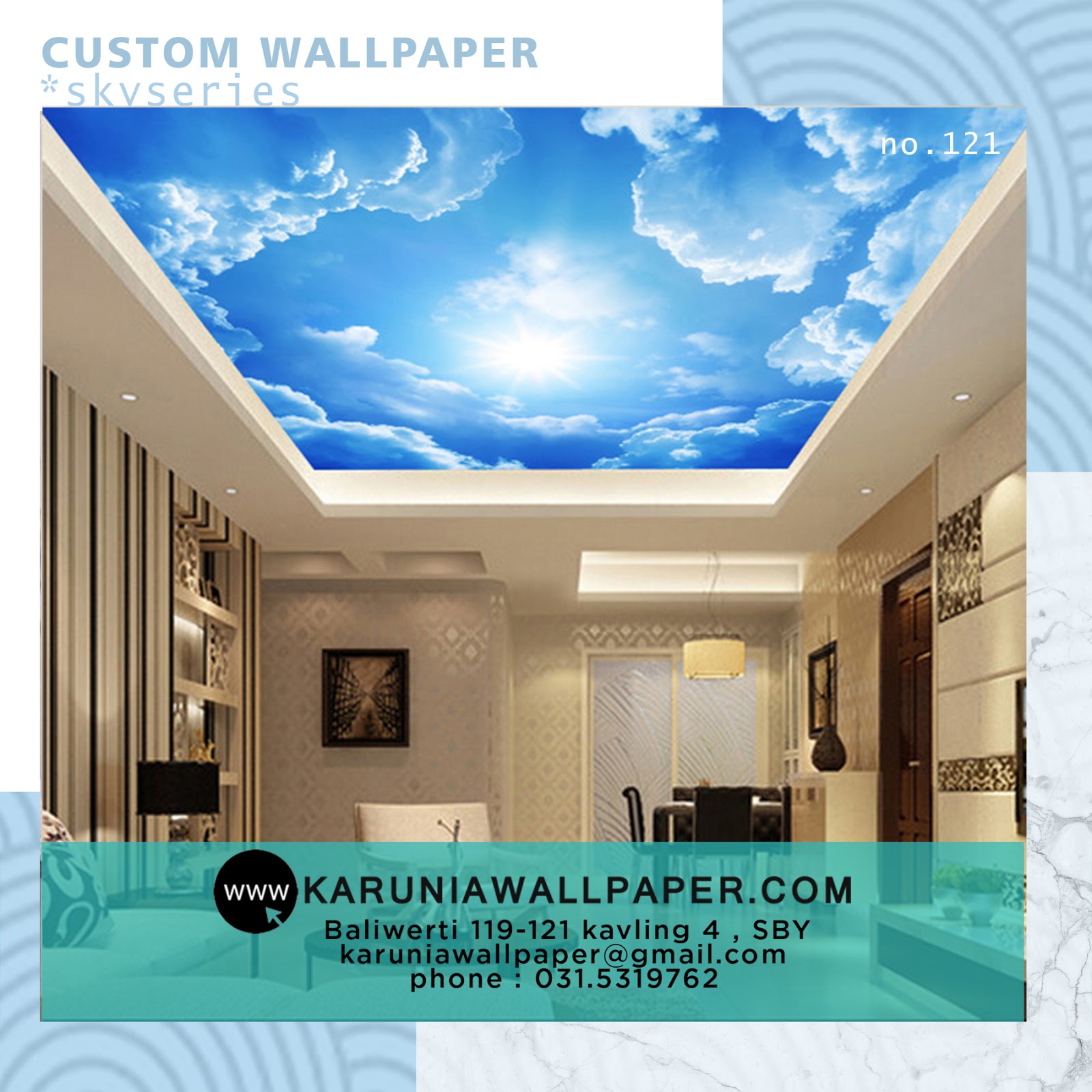 Jual Wallpaper Custom Unik Surabaya - 3d Wallpaper For Living Room Ceiling - HD Wallpaper 