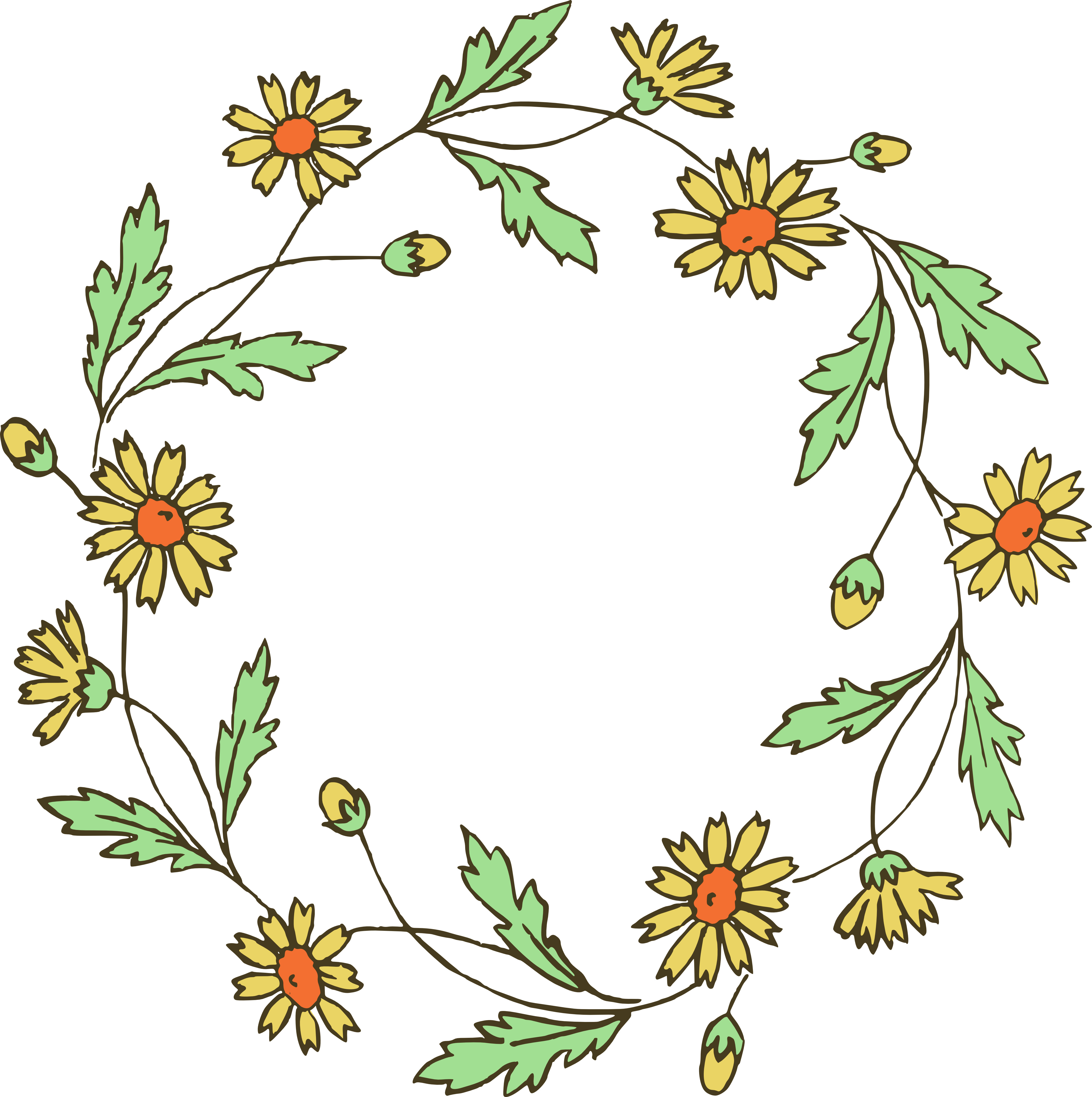 Free Stock Vector � Vintage Floral Frame Borders Clip - Flower Wreath Line Drawing - HD Wallpaper 