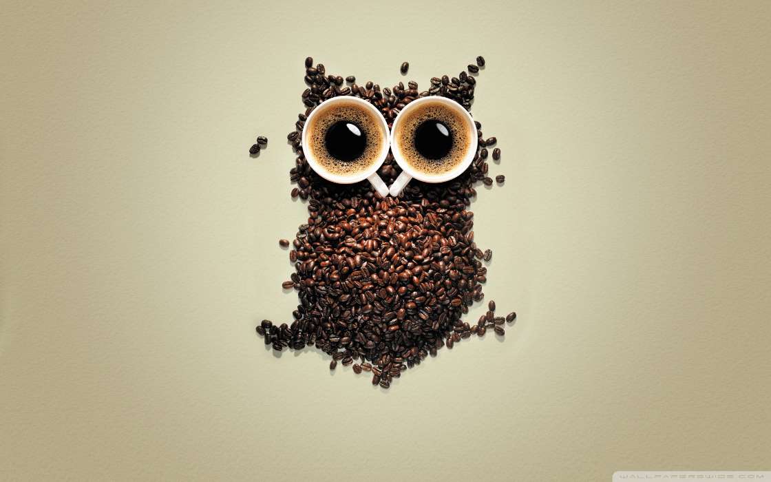 Wallpaper Unik Dan Kreatif Kopi Mirip Burung Hantu - Desktop Wallpapers Owl - HD Wallpaper 