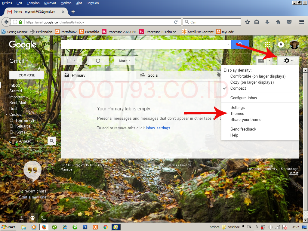 Mengklik Seting Dengan Icon Roda Gigi - Cara Mengganti Background Gmail - HD Wallpaper 