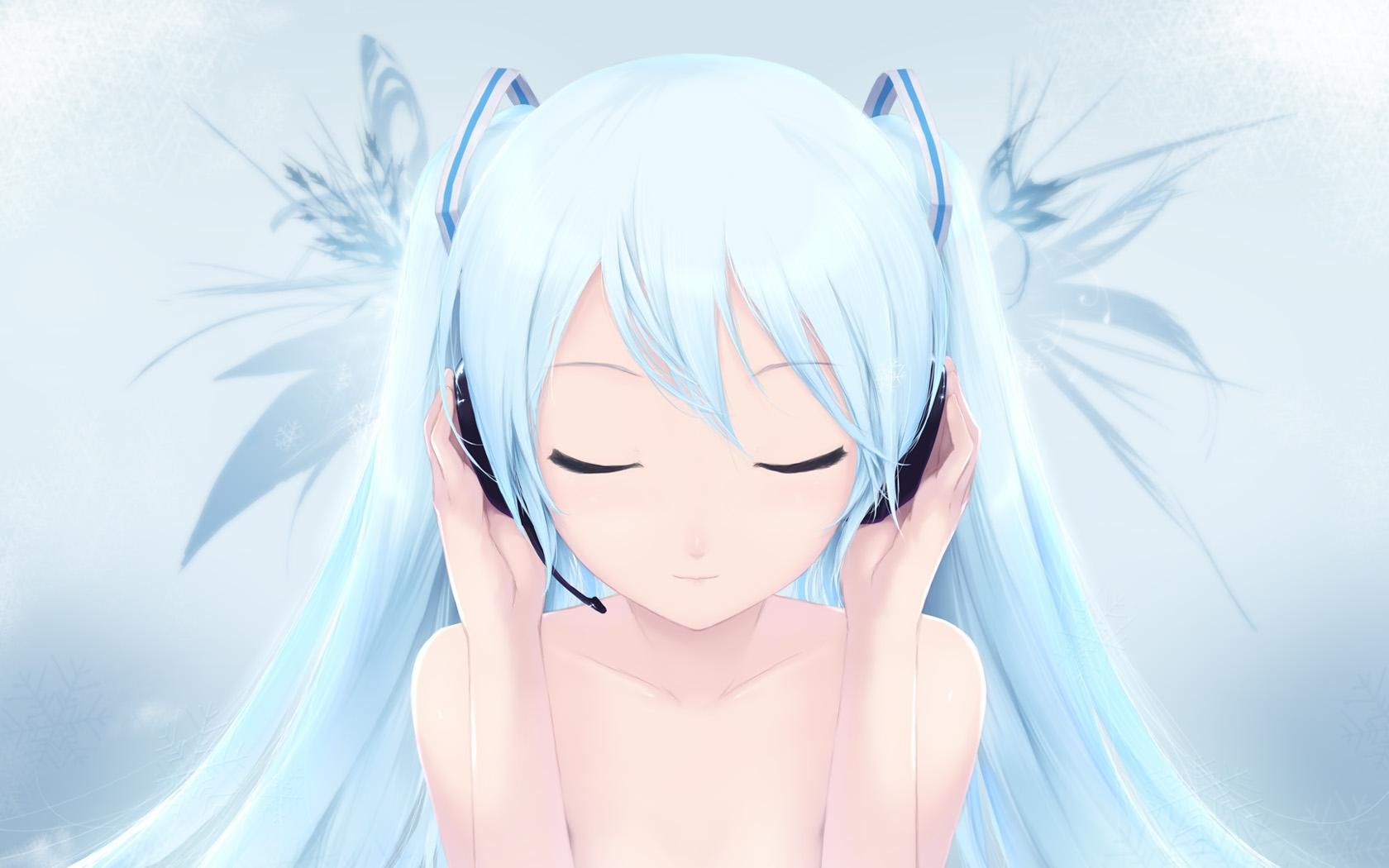 Miku, Girl, Anime - Hatsune Miku Listen Music - HD Wallpaper 
