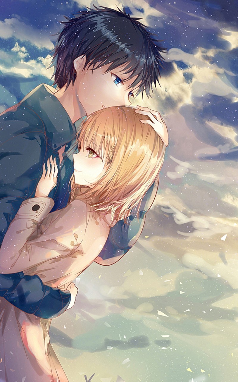 Cute Anime Couple Wallpaper Iphone - HD Wallpaper 