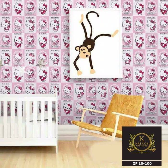 Wallpaper Anak Wallpaper Sticker 45cm X 5m Polos Hijau - Dinding Kamar Tidur Hello Kitty - HD Wallpaper 