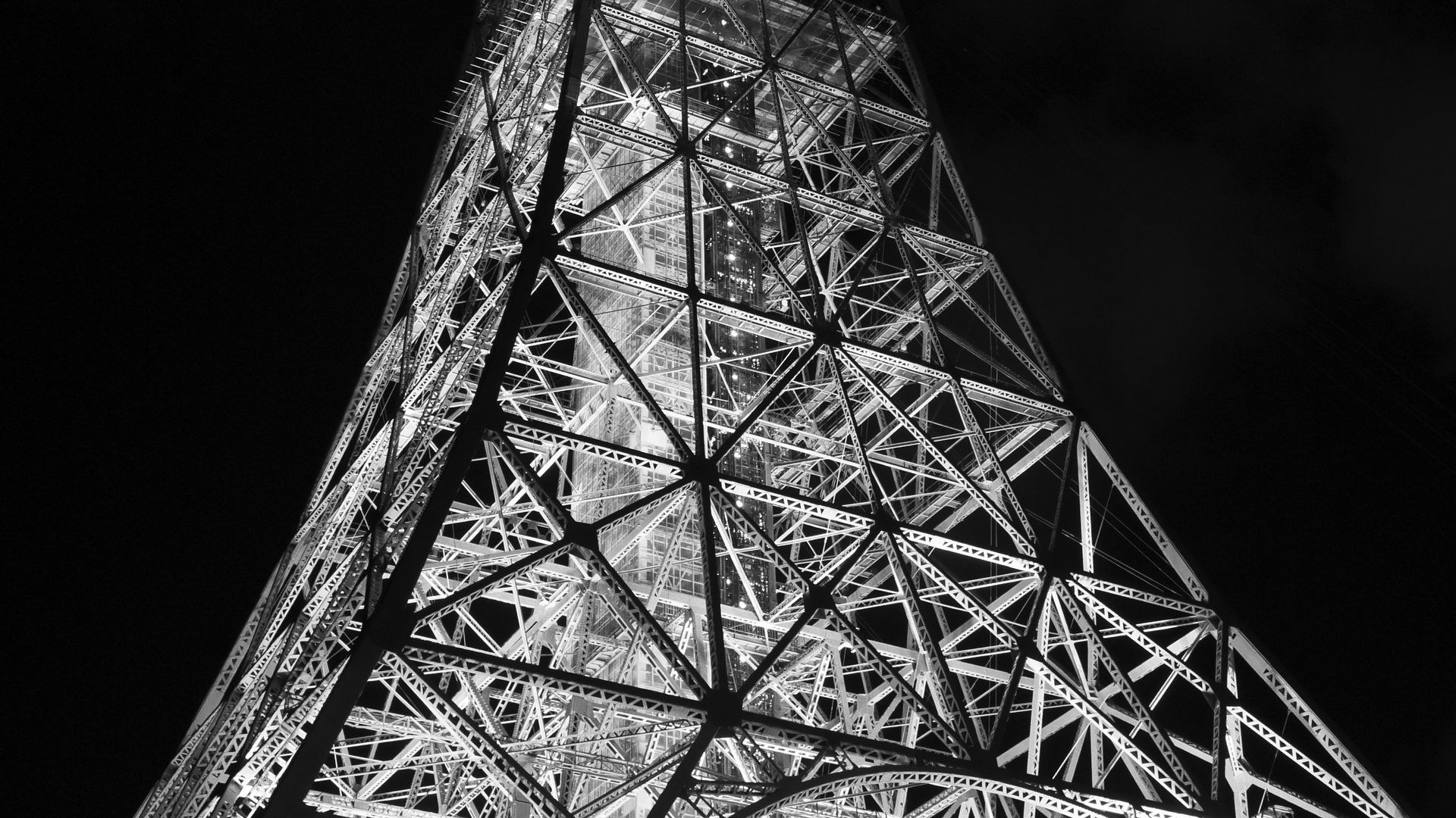 Wallpaper Tower, Bw, Night, Lights, Design, Architecture - Architecture - HD Wallpaper 