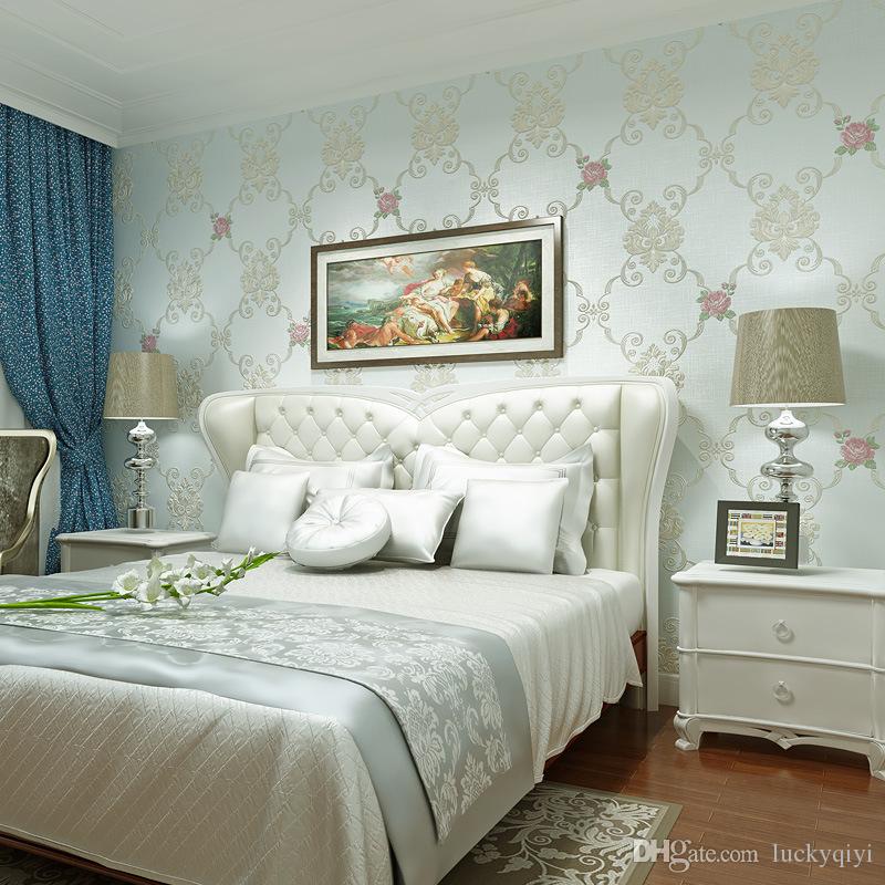 Dormitorio De Matrimonio Con Papel Pintado - HD Wallpaper 