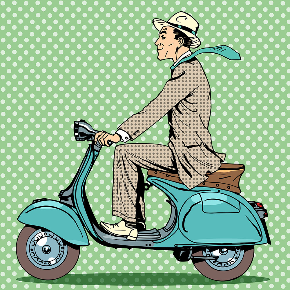 Photo Wallpaper Pop Art Vespa Driver - Scooter Vintage Graphics - HD Wallpaper 