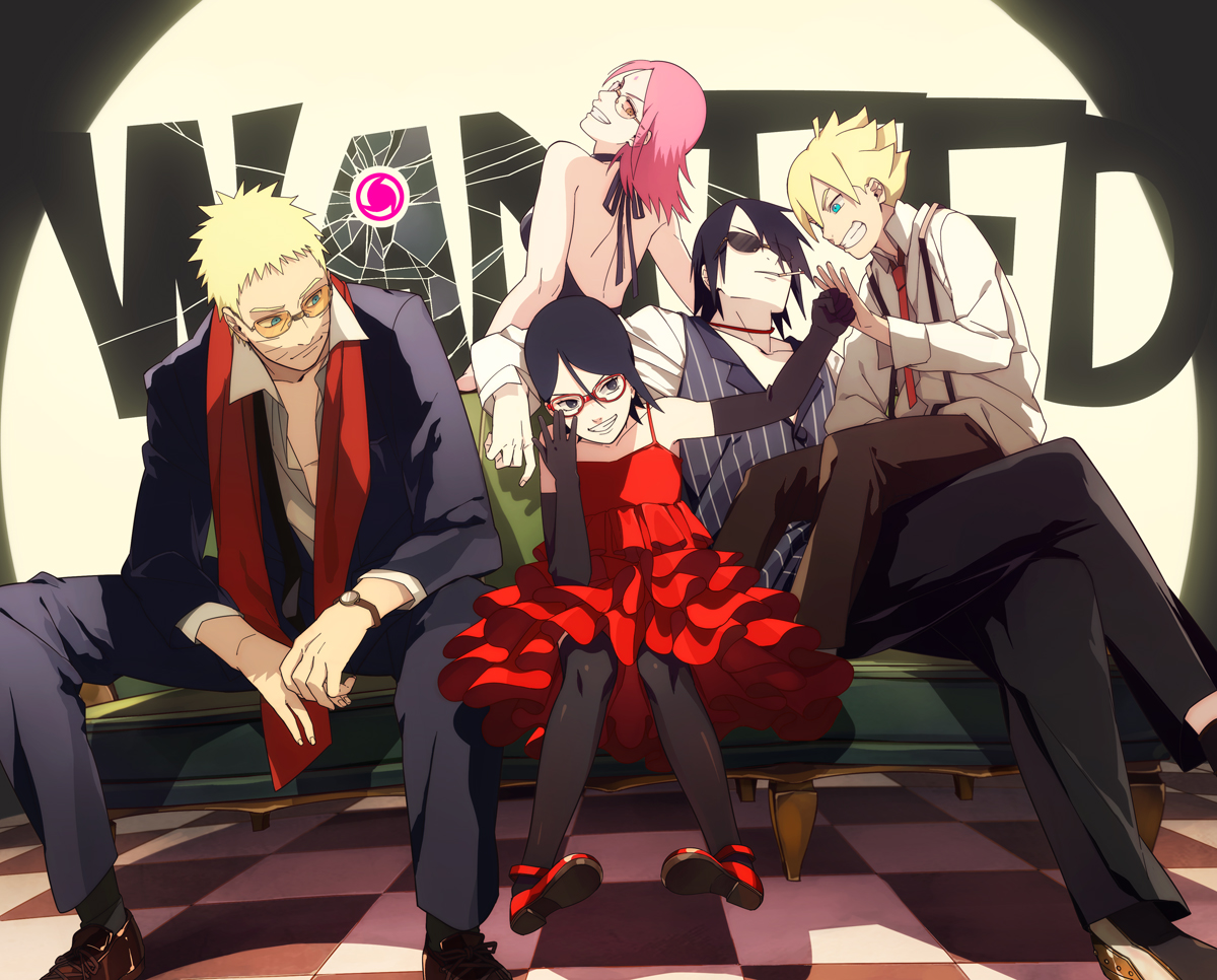 Cigarette Dress Elbow Gloves Glasses Gloves Group Haruno - Boruto Uzumaki And Sarada Uchiha - HD Wallpaper 