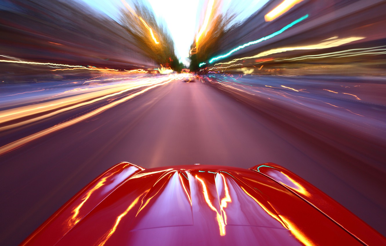 Photo Wallpaper Road, Machine, Auto, The City, Lights, - Wallpaper - HD Wallpaper 