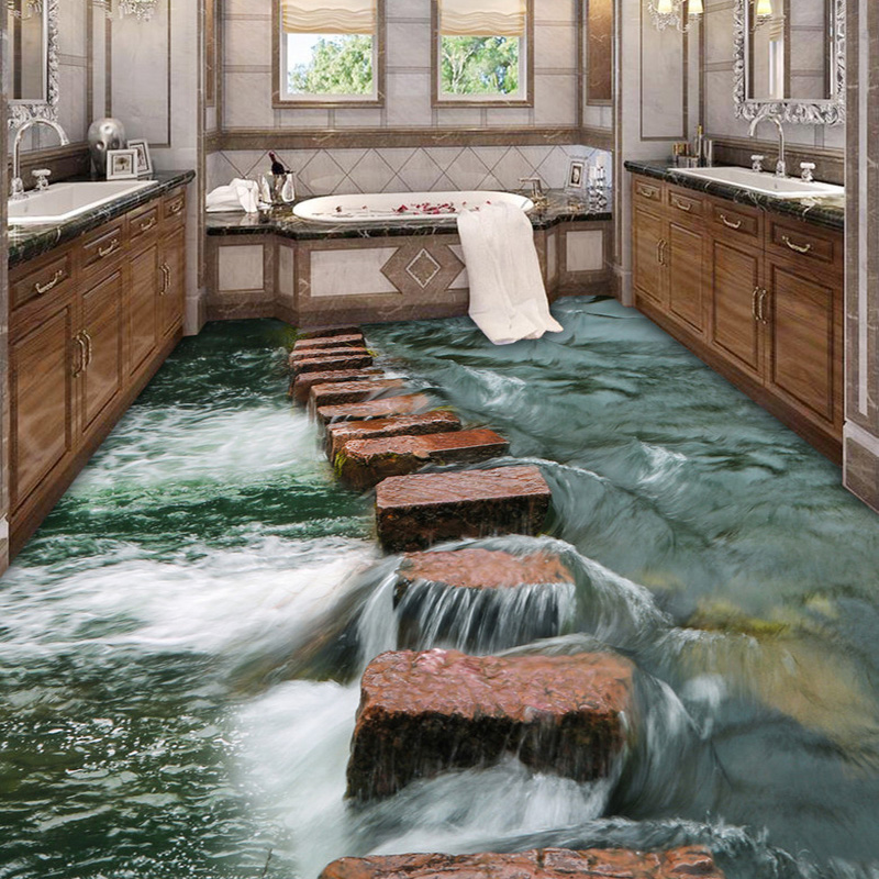Custom 3d Floor Sticker Vinyl Mural Wallpaper For Walls - HD Wallpaper 