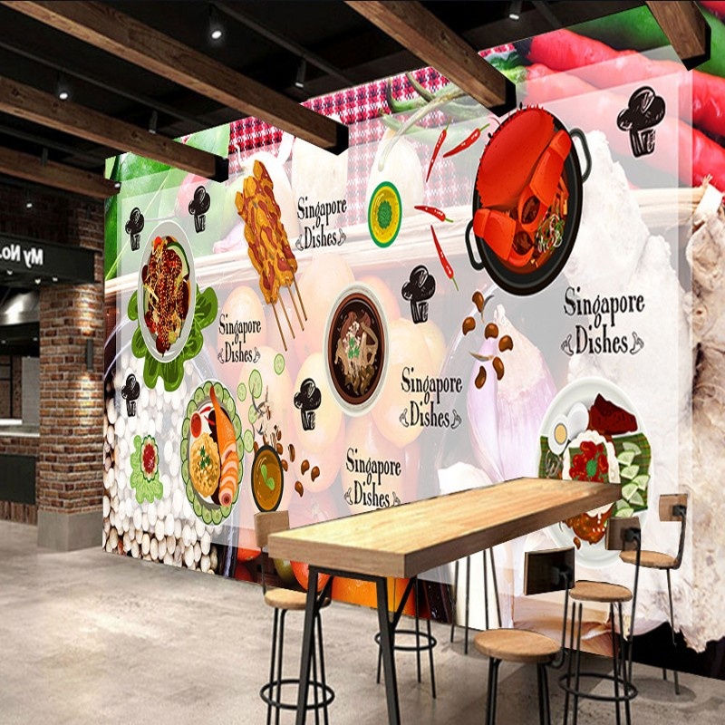 3d Tapete Wallpaper Singapore Cuisine Hand Drawn 3d - Wallpaper - HD Wallpaper 