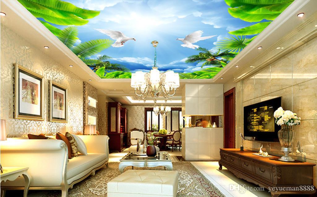 3d Wallpaper Cost - Stretch Ceiling In Living Room - HD Wallpaper 