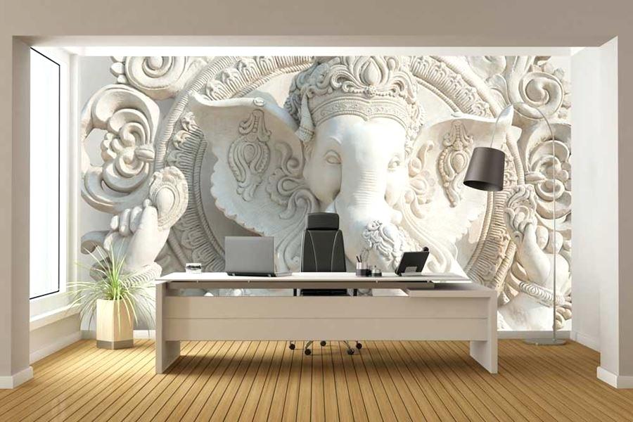 Ganesha Mural On Wall - HD Wallpaper 