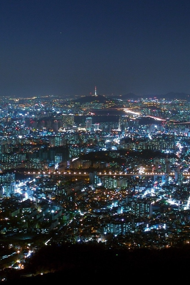 Iphone Wallpaper City Night, Seoul, South Korea - Namhansanseong - 640x960  Wallpaper 