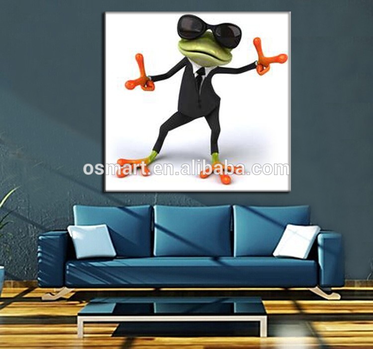 Modern Abstract Painting Cartoon Funny Animals Frog - Funny Art Wall Animals - HD Wallpaper 