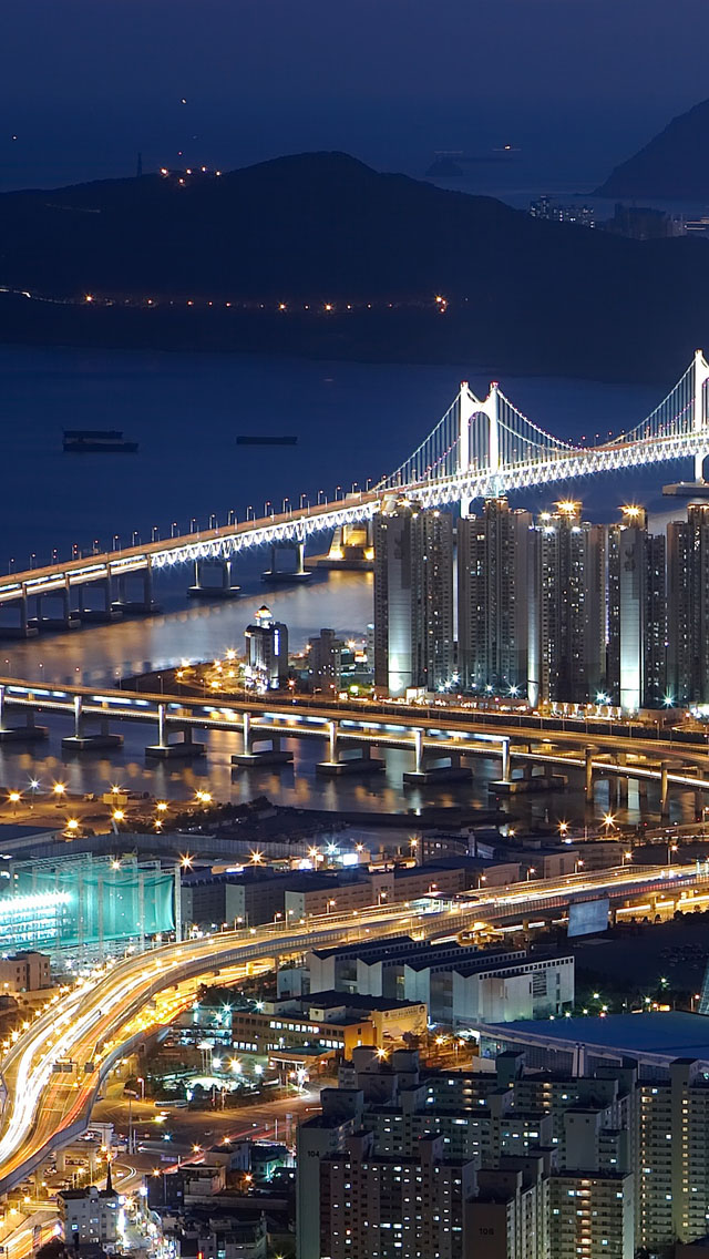 Gwangan Bridge Busan South Korea Iphone Wallpaper - South Korea Phone Background - HD Wallpaper 