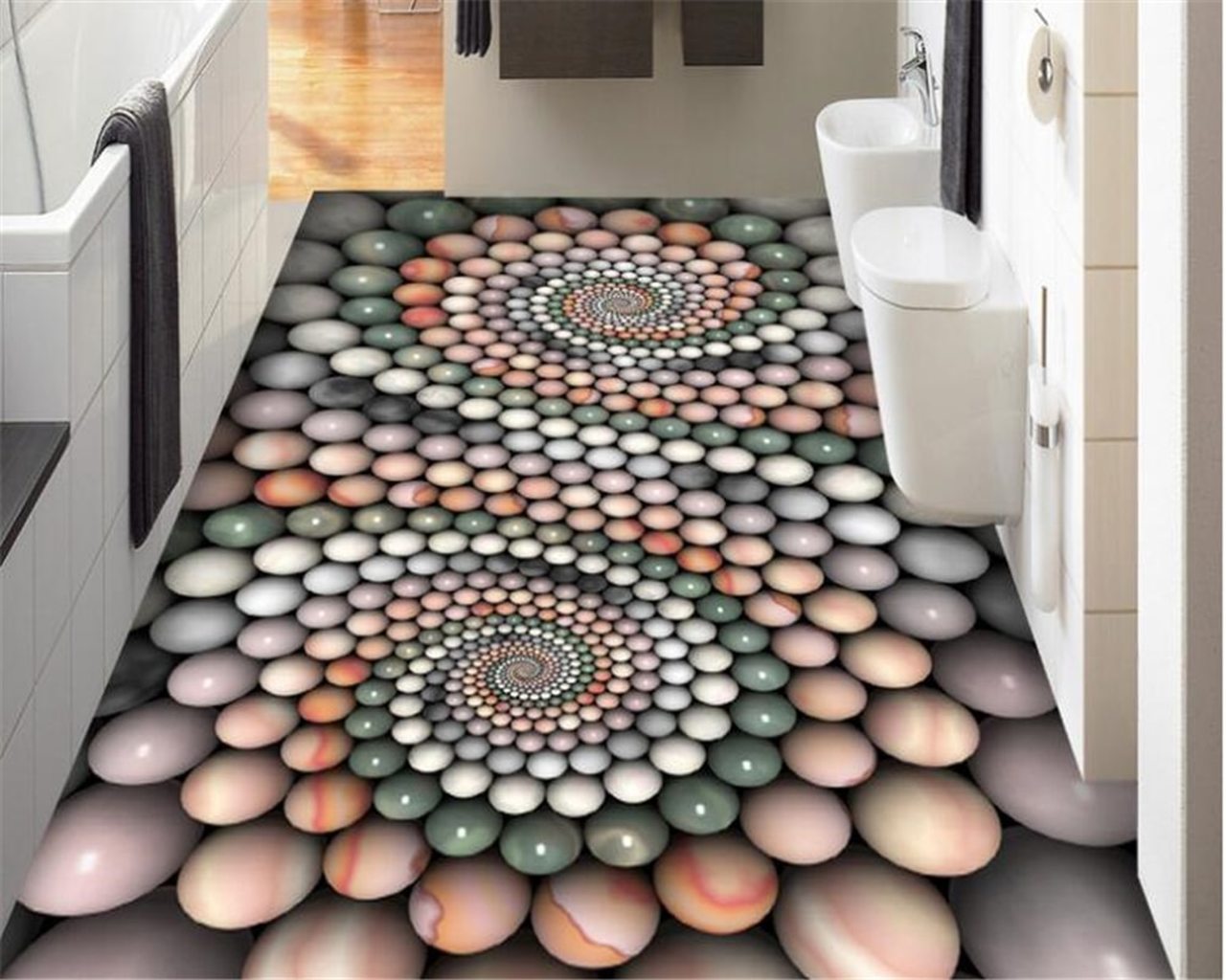 Latest Tiles Design For Bathroom Floor - HD Wallpaper 