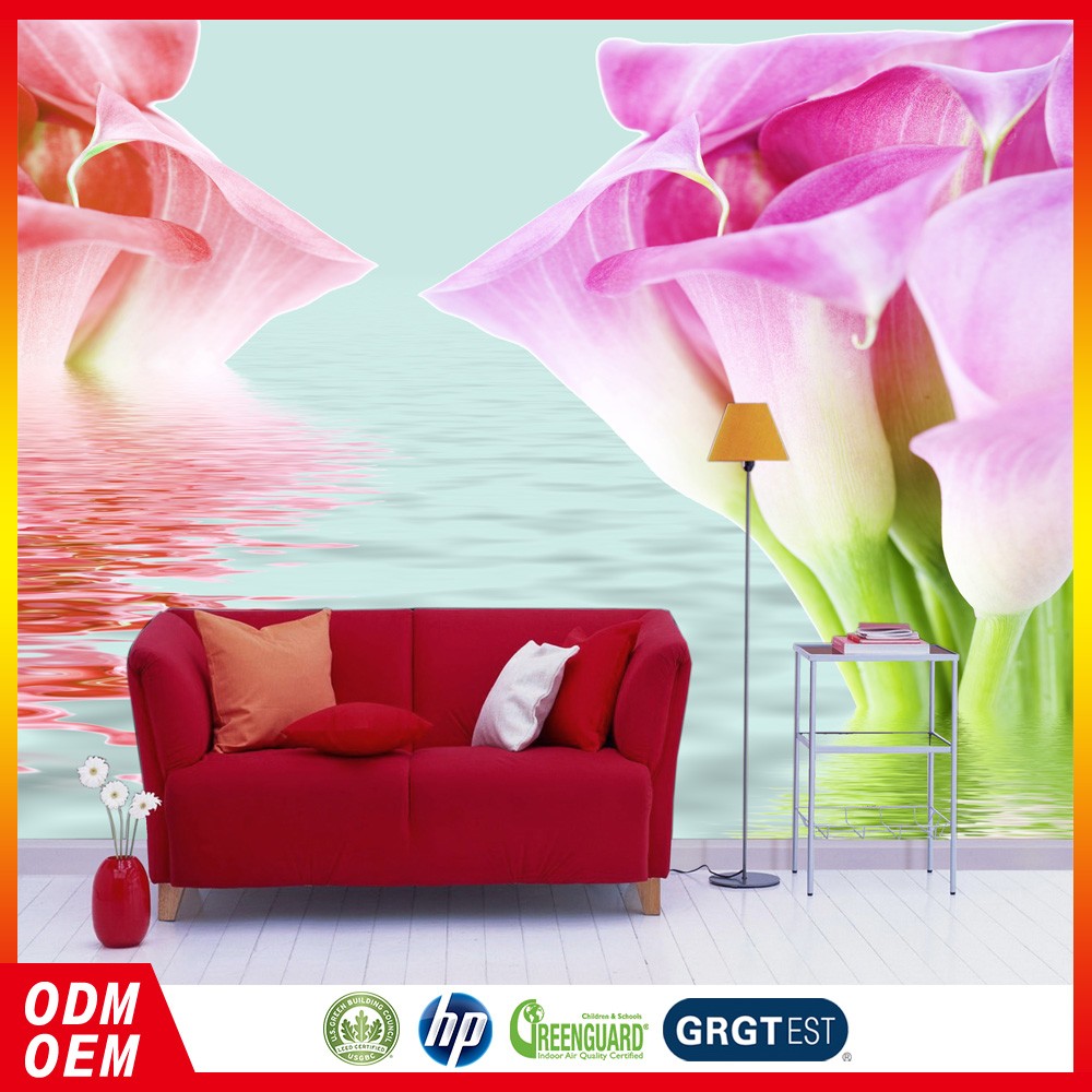Digital Printing Murals Pink Flower 3d Nature Lily - Wall - HD Wallpaper 