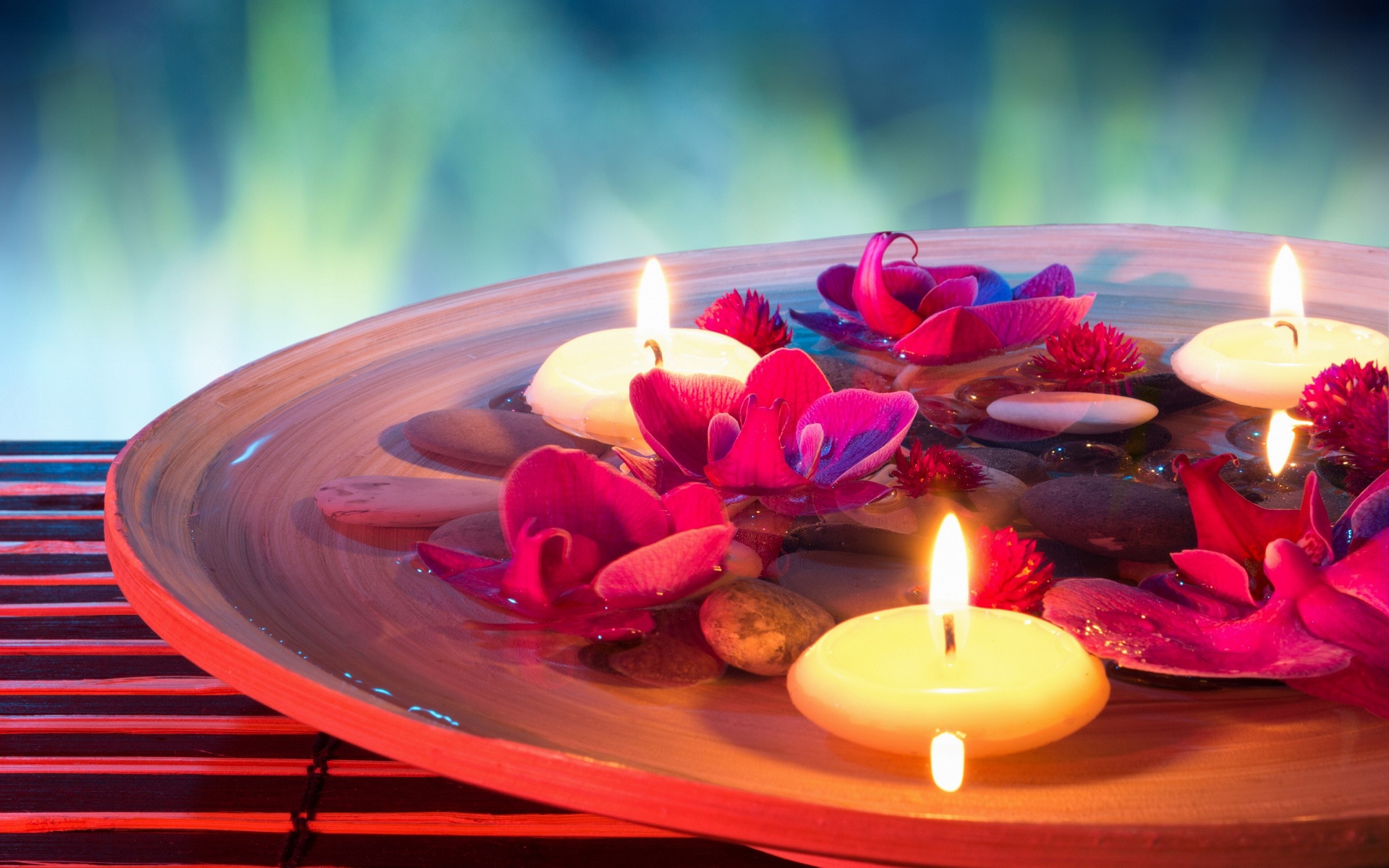 Wallpaper Nice-7 - Candle Light With Flowers - HD Wallpaper 