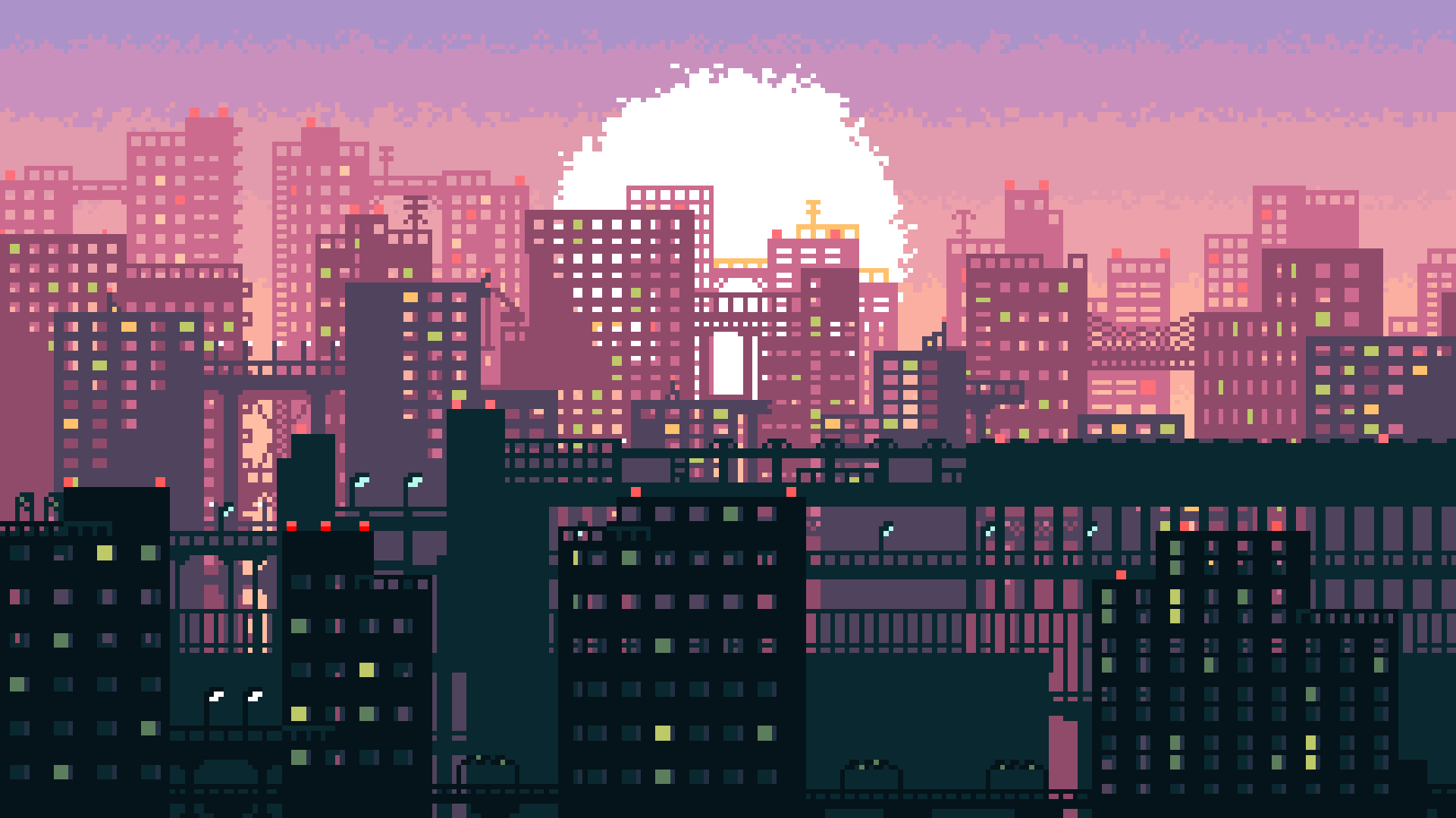 Pixel Art City Background - Pixel Art City - HD Wallpaper 