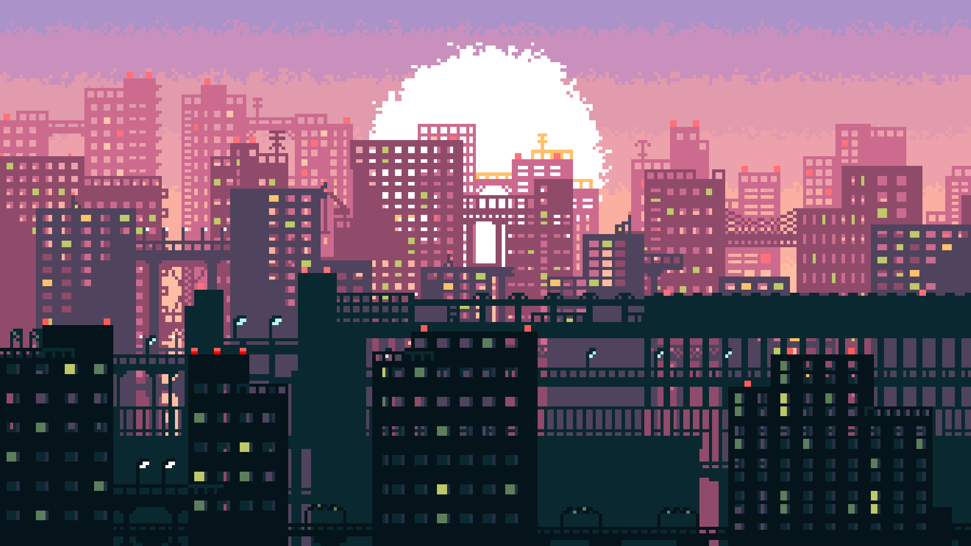 Pixel Art City Background Pixel Art City 19x1080 Wallpaper Teahub Io