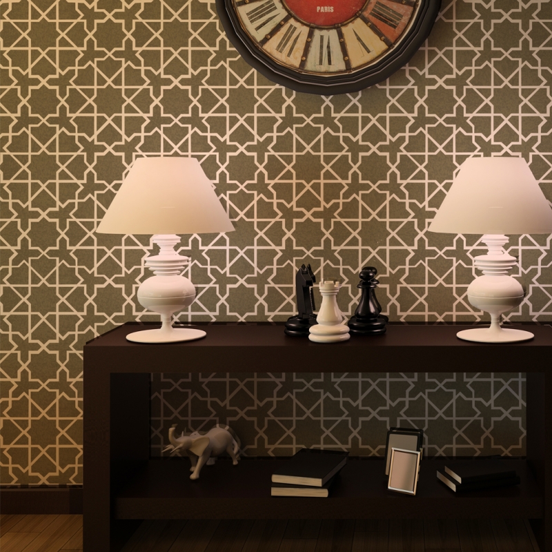 Moroccan Wall Stencil Esther For Diy Project, Wallpaper - Lampshade - HD Wallpaper 