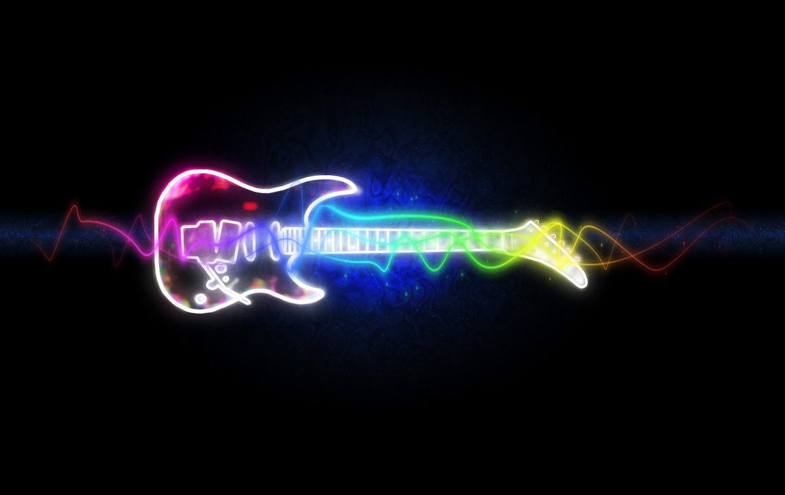 Black Neon Electric Guitar - HD Wallpaper 