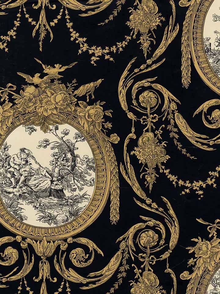 Waverly Black And Gold Toile - HD Wallpaper 