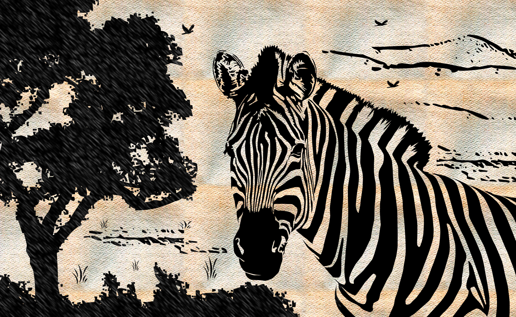 Zebra Drawing Wallpaper And Background Image - Zebra Desktop Background - HD Wallpaper 