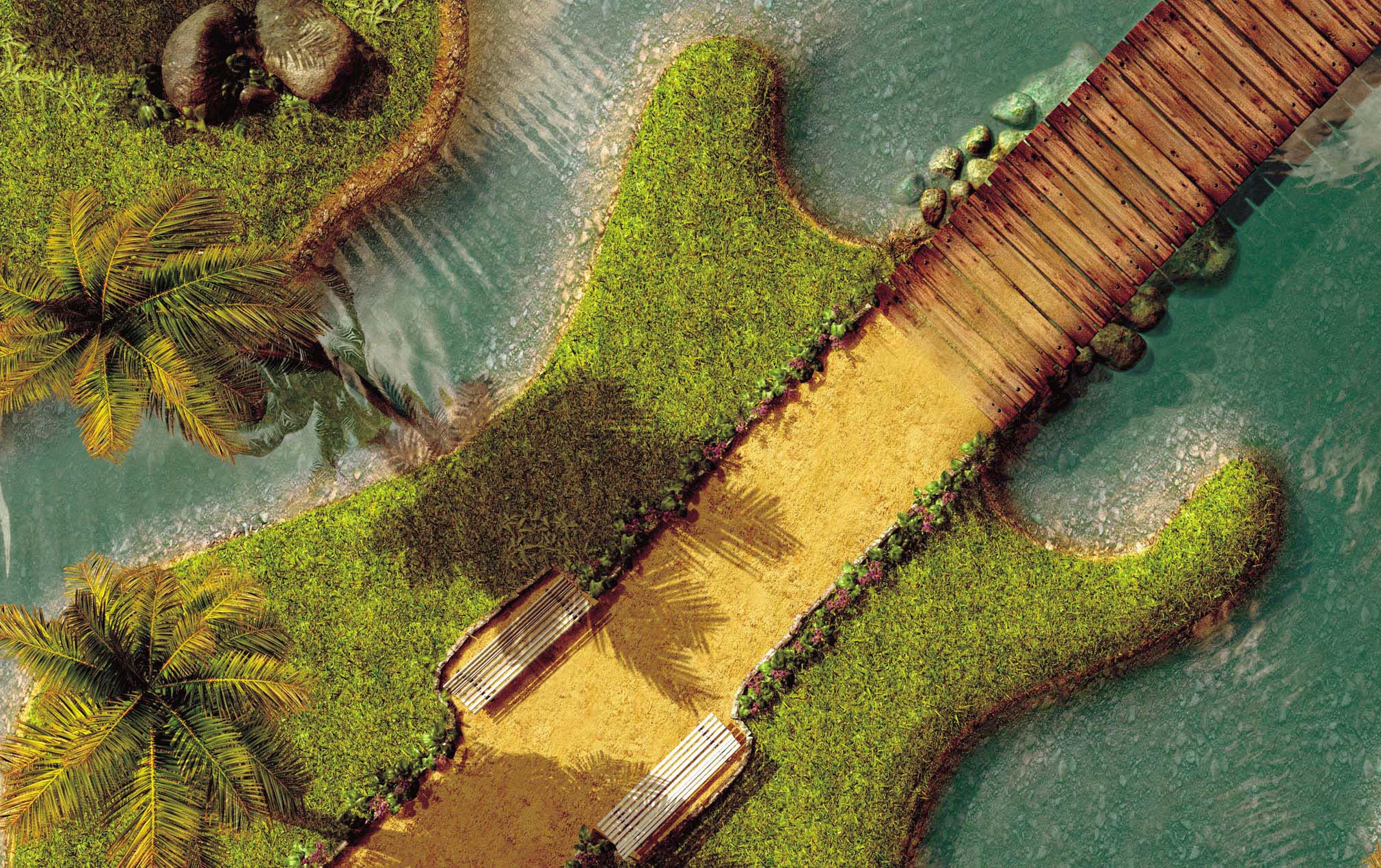 Abstract Hd Amazing Wallpapers - Guitar Island - HD Wallpaper 