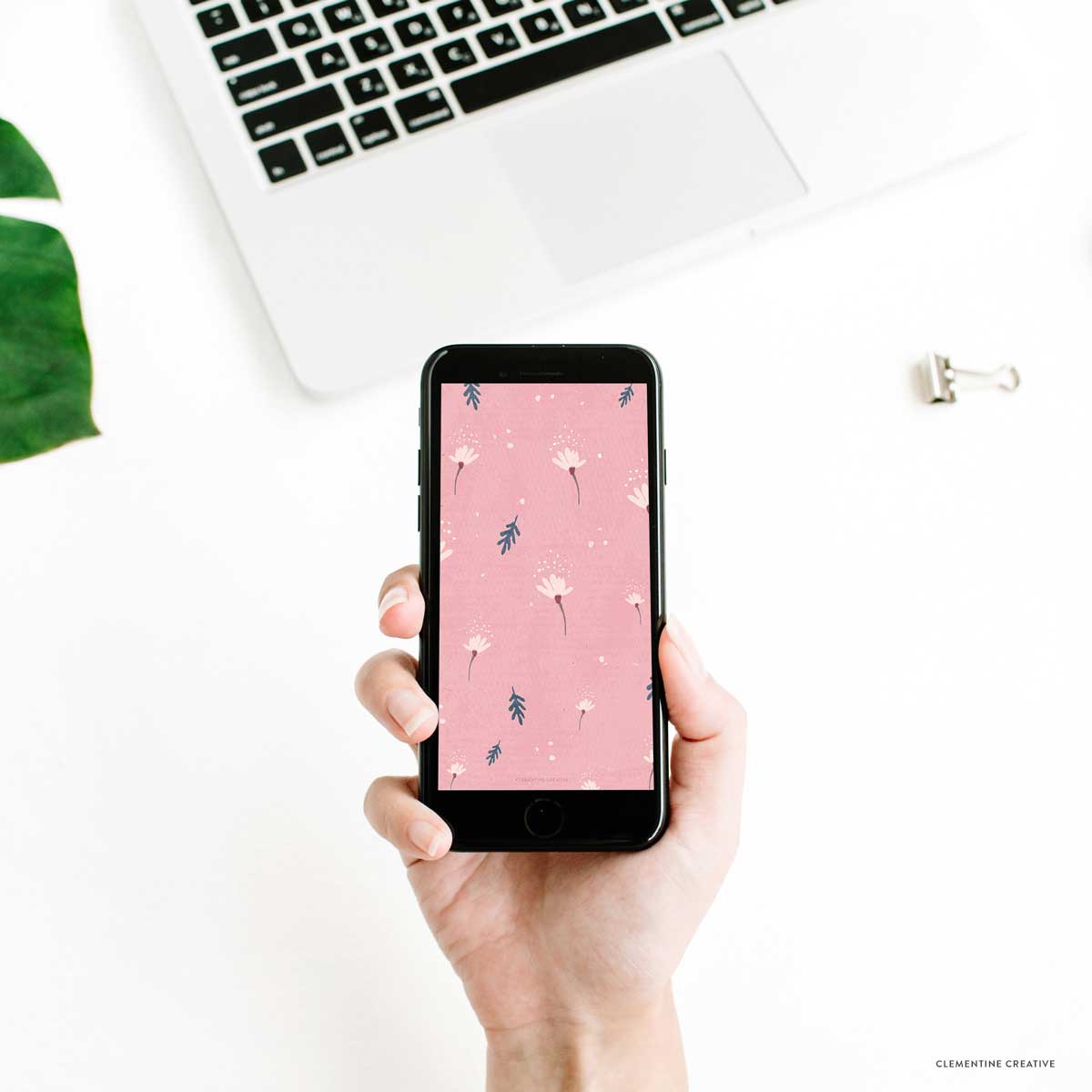 Pink Flower Smartphone Background - Iphone Canva Mockup - HD Wallpaper 